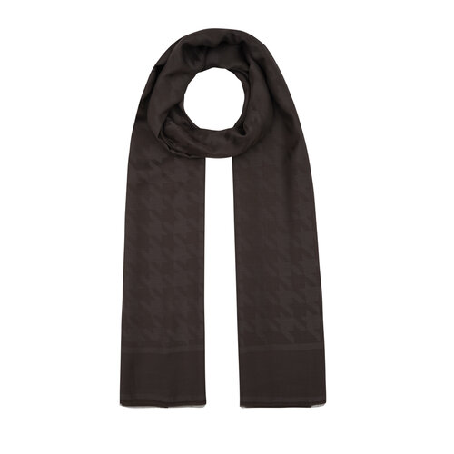 All Seasons Ash Brown Houndstooth Patterned Monogram Scarf