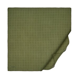 All Seasons Khaki Green Monogram Scarf - Thumbnail