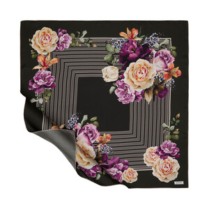 Anthracite Pink Versailles Gardens Twill Silk Scarf - Thumbnail