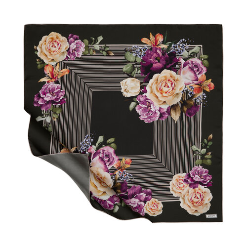 Anthracite Pink Versailles Gardens Twill Silk Scarf