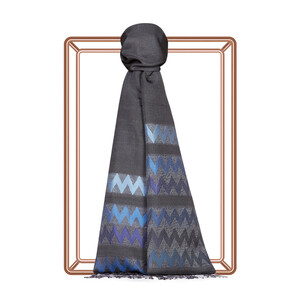 Anthracite Zigzag Silk Scarf - Thumbnail