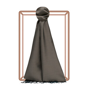 Ash Brown Petrol Reversible Silk Scarf - Thumbnail