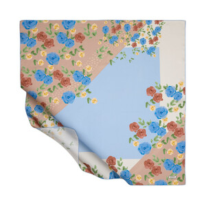 Baby Blue Blossom Canvas Twill Silk Scarf - Thumbnail