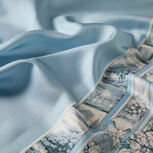 Baby Blue Lake Garda Twill Silk Scarf - Thumbnail