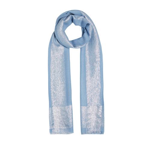 Baby Blue Lurex Border Wool Silk Scarf