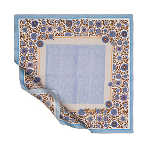 Baby Blue Mirror Twill Silk Scarf - Thumbnail