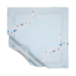 Baby Blue Pearl Paradise Twill Silk Scarf - Thumbnail