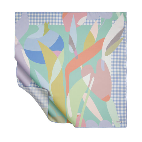 Baby Blue Picnic Twill Silk Scarf