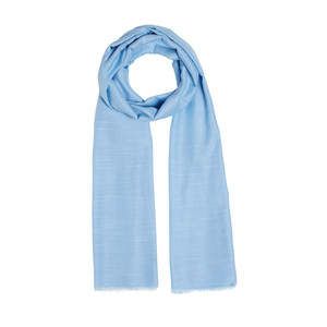 Baby Blue Plain Cotton Silk Scarf - Thumbnail