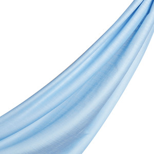 Baby Blue Plain Cotton Silk Scarf - Thumbnail