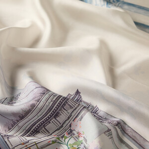 Baby Blue Riviera Twill Silk Scarf - Thumbnail