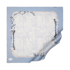 Baby Blue The Garden of Juliet Twill Silk Scarf - Thumbnail