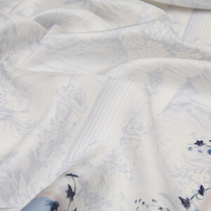 Baby Blue The Garden of Juliet Twill Silk Scarf - Thumbnail