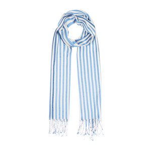 Baby Blue Valor Striped Silk Scarf - Thumbnail