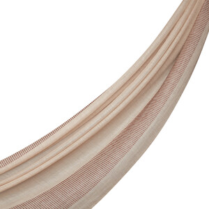 Beige Block Cord Wool Silk Scarf - Thumbnail