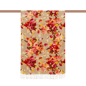 ipekevi - Beige Garden Spirit Print Silk Scarf (1)