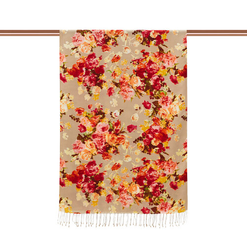 Beige Garden Spirit Print Silk Scarf