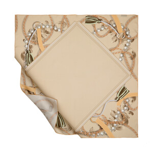 Beige Jevelry Box Twill Silk Scarf - Thumbnail