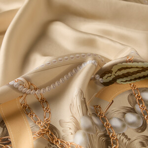 Beige Jevelry Box Twill Silk Scarf - Thumbnail