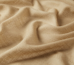 Beige Mink Herringbone Patterned Wool Silk Shawl - Thumbnail