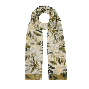 Beige Pergola Rose Cotton Scarf - Thumbnail