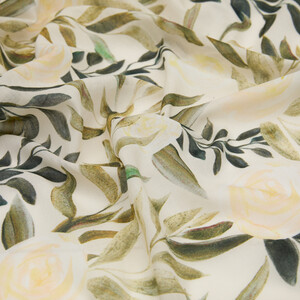 Beige Pergola Rose Cotton Scarf - Thumbnail