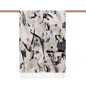 ipekevi - Black Abstract Print Silk Scarf (1)