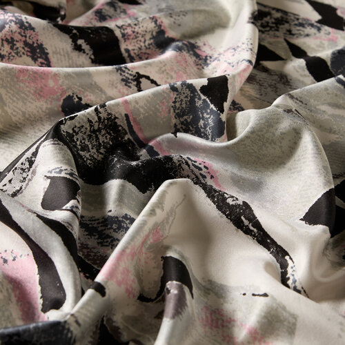 Black Abstract Print Silk Scarf