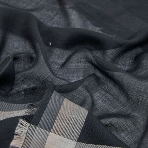 ipekevi - Black Bordered Wool Silk Scarf (1)