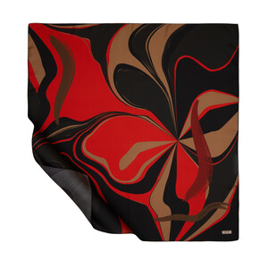 Black Burgundy Lav Twill Silk Scarf - Thumbnail