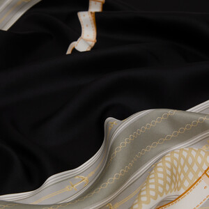 Black Dock Twill Silk Scarf - Thumbnail