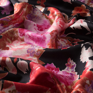 Black Garden Spirit Print Silk Scarf - Thumbnail