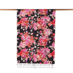 Black Garden Spirit Print Silk Scarf - Thumbnail