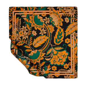 Black Gold Ivy Twill Silk Scarf - Thumbnail