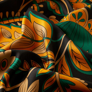 ipekevi - Black Gold Ivy Twill Silk Scarf (1)