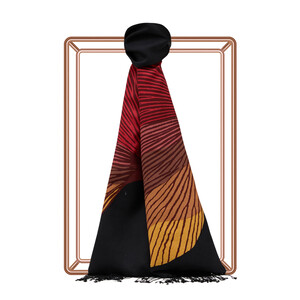 Black Gold Silk Tree Print Silk Scarf - Thumbnail