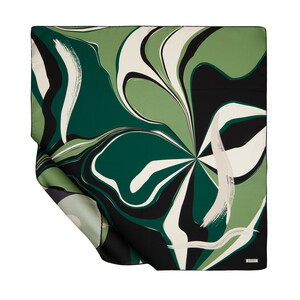 Black Green Lav Twill Silk Scarf - Thumbnail