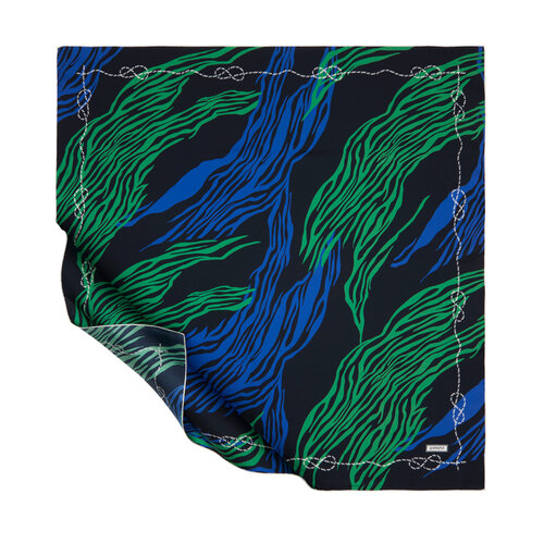 Black Green Moss Twill Silk Scarf