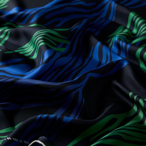 Black Green Moss Twill Silk Scarf