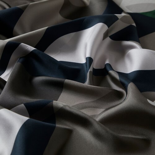 Black Green Picnic Twill Silk Scarf