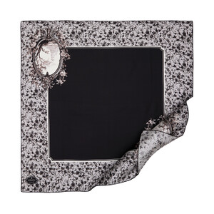 Black Kensigton Palace Twill Silk Scarf - Thumbnail