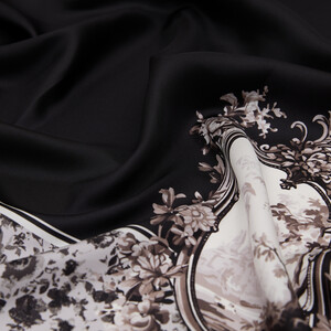 Black Kensigton Palace Twill Silk Scarf - Thumbnail