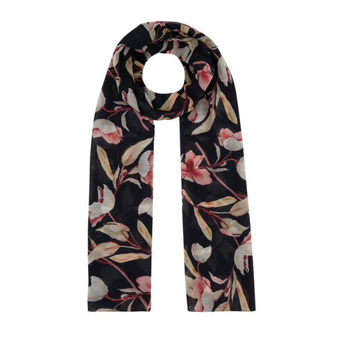 Black Magnolia Cotton Scarf