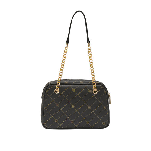 Black Monogram Chain Detailed Shoulder Bag