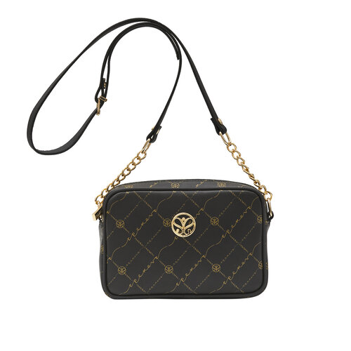 Black Monogram Pocket Detailed Crossbody Bag