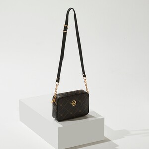 Black Monogram Pocket Detailed Crossbody Bag - Thumbnail