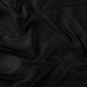 Black Plain Cotton Silk Scarf - Thumbnail