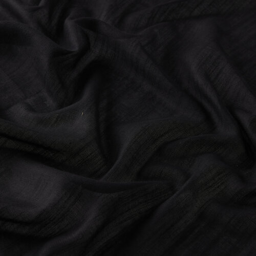 Black Plain Cotton Silk Scarf