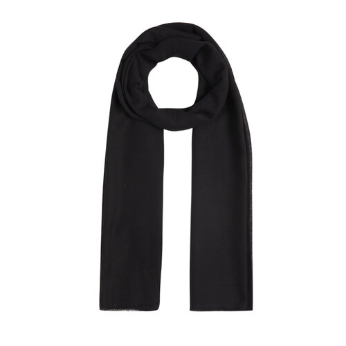 Black Plain Cotton Silk Scarf