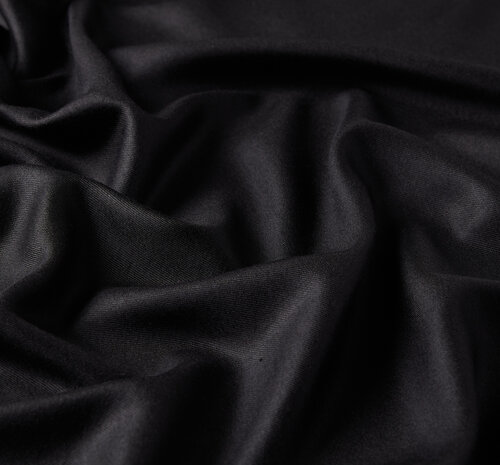 Black Plain Wool Silk Scarf